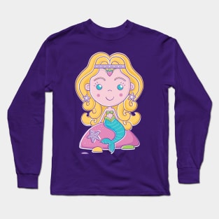 Mermaid sitting on rock Long Sleeve T-Shirt